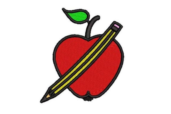Charming School Apple with Pencil Design
