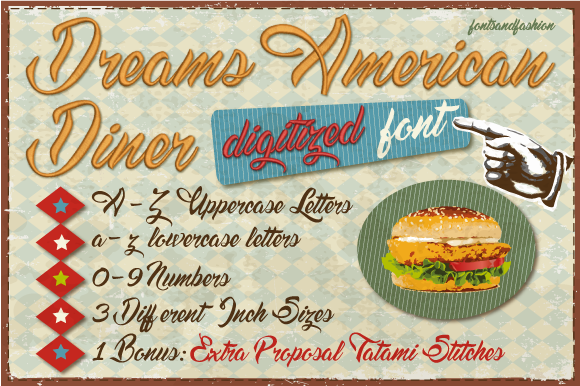 Dreams American Diner: A Festive Embroidery Font