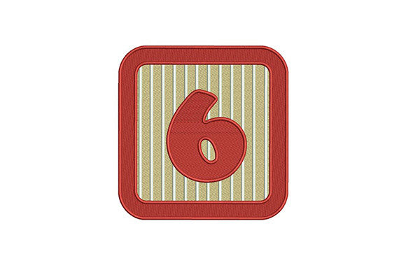 Red Frame Number Six: A Charming Back-to-School Embroidery Design